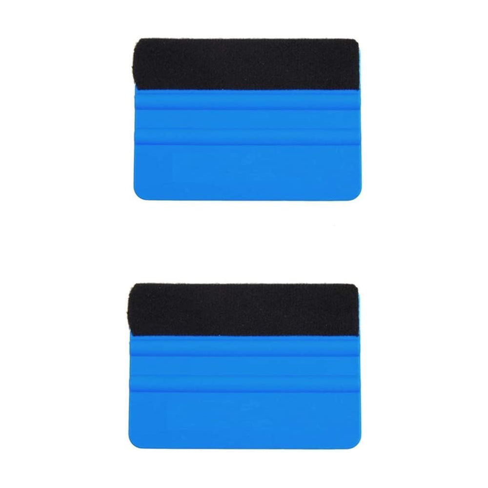 4" Felt Edge Squeegee Car Vinyl Wrap Application Tool Scraper Decal Blue - A Pack Of 2