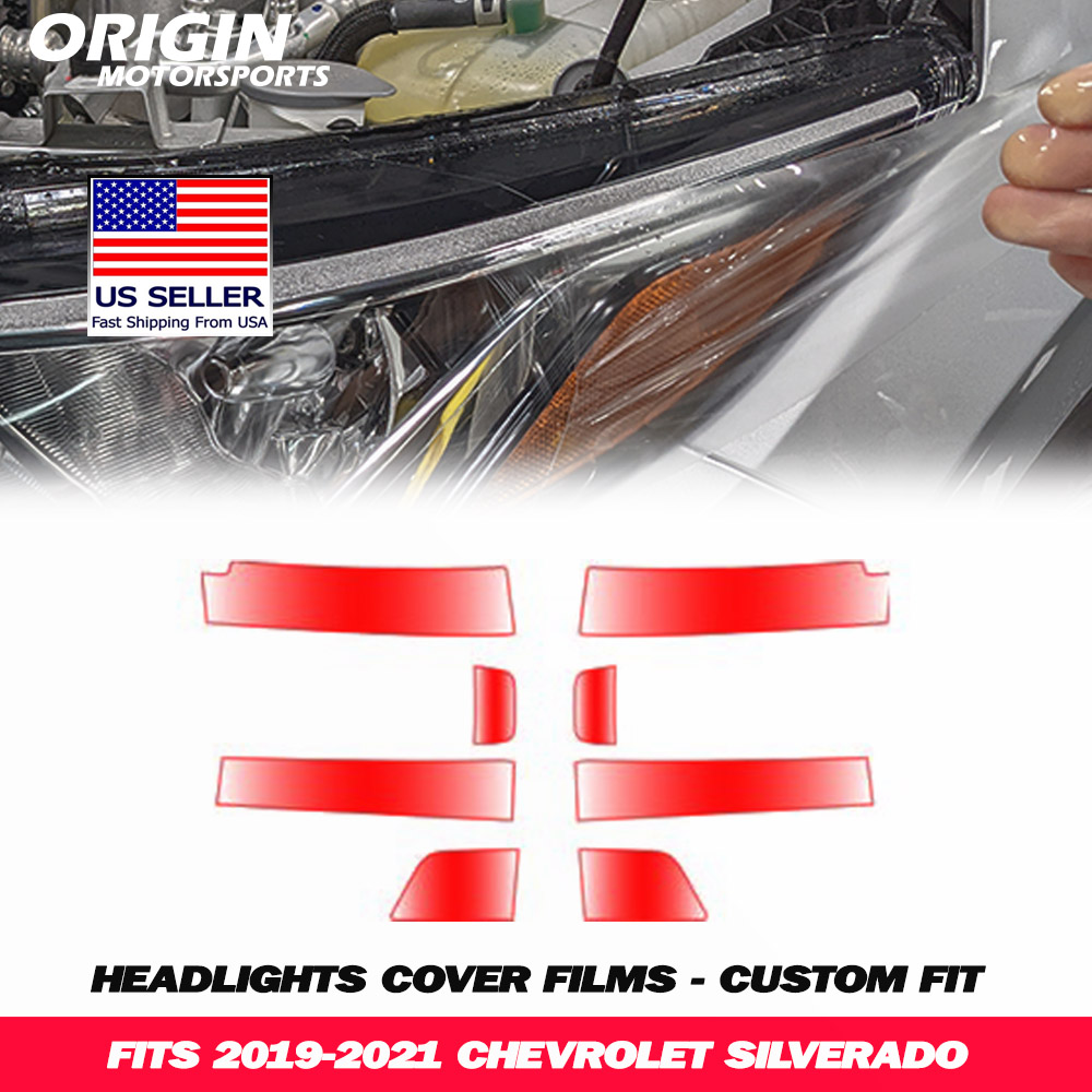 2019-2021 Chevrolet SILVERADO Precut Headlight PPF Clear Paint Protection Film Kit 2019-2021 Chevrolet SILVERADO Precut Headlight PPF Clear Paint Protection Film Kit