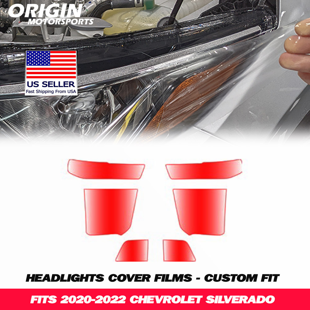 2020-2022 Chevrolet SILVERADO Precut Headlight PPF Clear Paint Protection Film Kit 2020-2022 Chevrolet SILVERADO Precut Headlight PPF Clear Paint Protection Film Kit