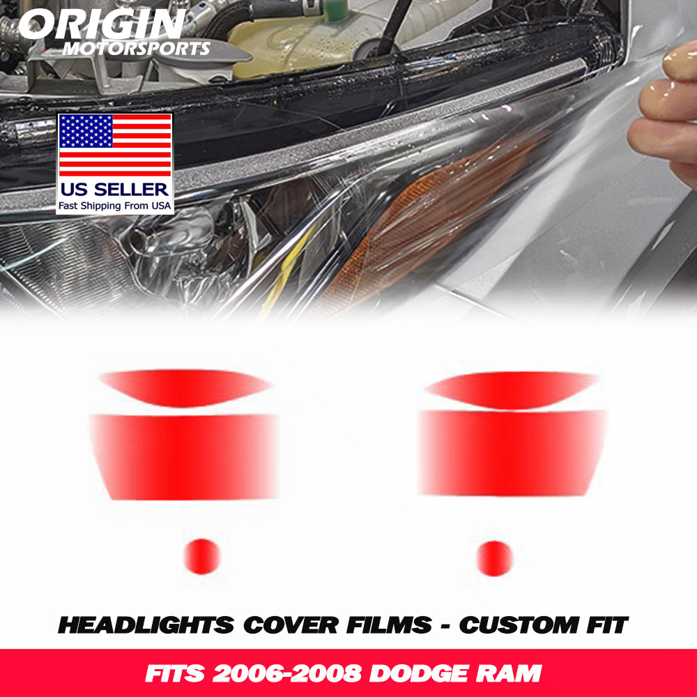 2006-2008 Dodge RAM Precut Headlight PPF Clear Paint Protection Film Kit 2006-2008 Dodge RAM Precut Headlight PPF Clear Paint Protection Film Kit