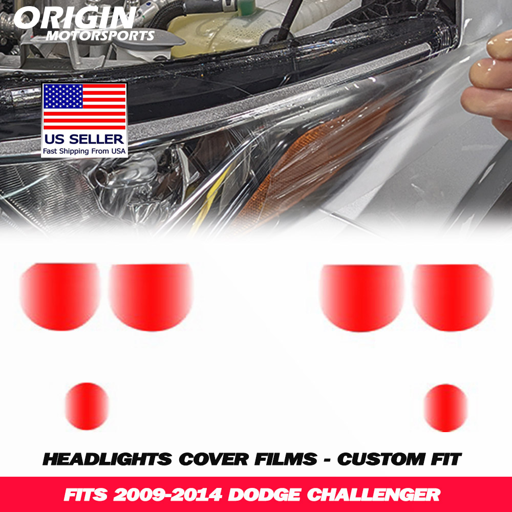 2009-2014 Dodge CHALLENGER Precut Headlight PPF Clear Paint Protection Film Kit 2009-2014 Dodge CHALLENGER Precut Headlight PPF Clear Paint Protection Film Kit