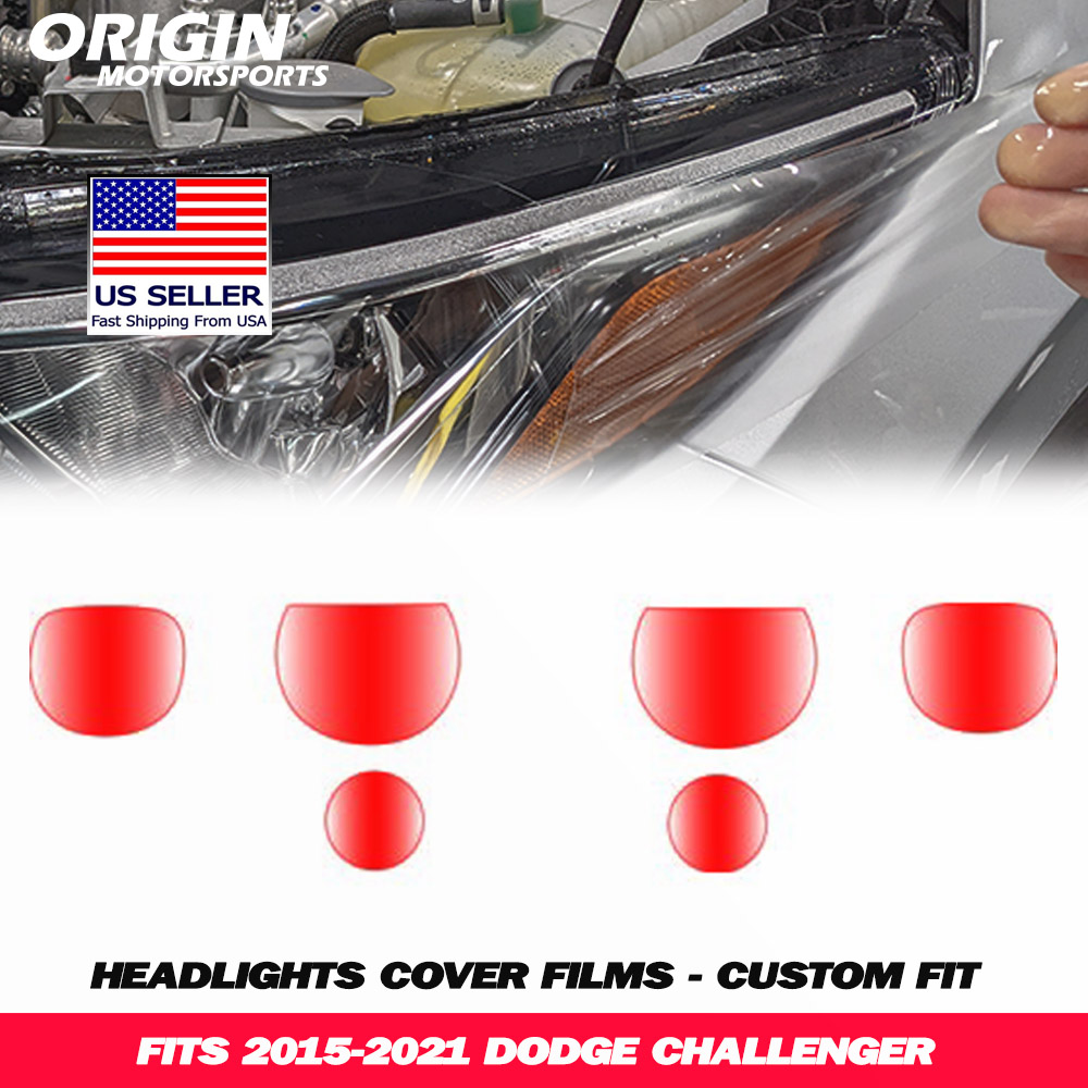 2015-2021 Dodge CHALLENGER Precut Headlight PPF Clear Paint Protection Film Kit 2015-2021 Dodge CHALLENGER Precut Headlight PPF Clear Paint Protection Film Kit