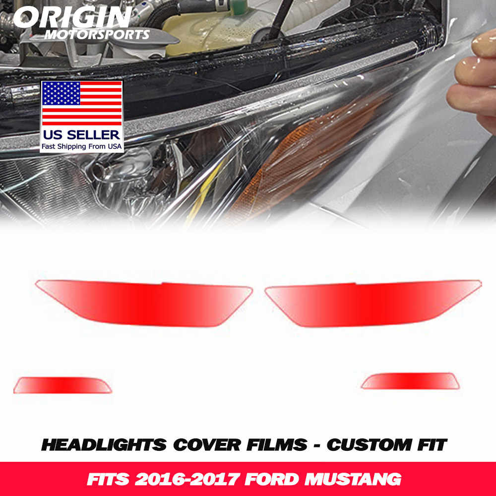 2016-2017 Ford MUSTANG Precut Headlight PPF Clear Paint Protection Film Kit 2016-2017 Ford MUSTANG Precut Headlight PPF Clear Paint Protection Film Kit