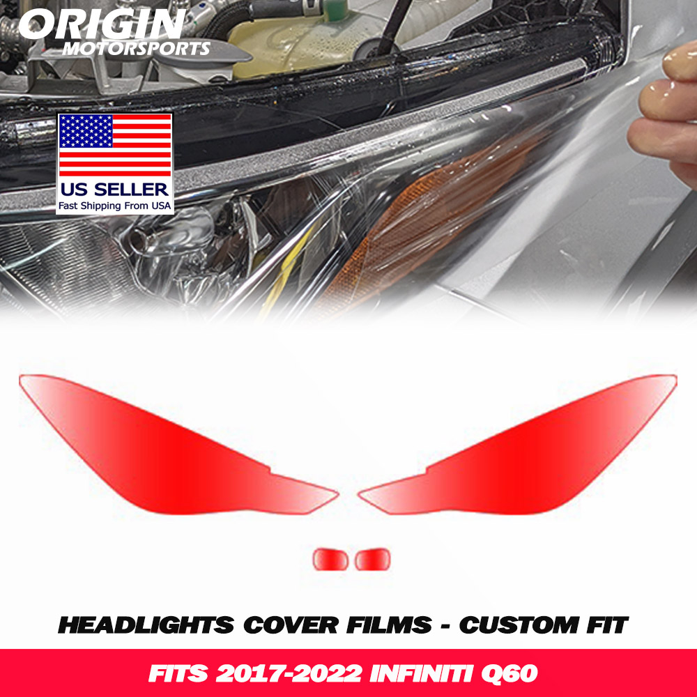 2017-2022 Infiniti Q60 Precut Headlight PPF Clear Paint Protection Film Kit 2017-2022 Infiniti Q60 Precut Headlight PPF Clear Paint Protection Film Kit