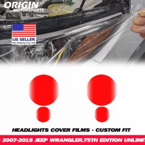 2007-2018 Jeep WRANGLER.75TH EDITION UNLIMITED Precut Headlight PPF Clear Paint Protection Film Kit