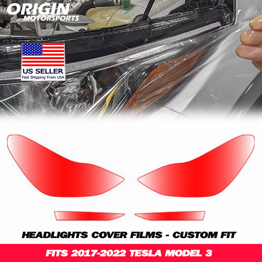 2017-2024 Tesla MODEL 3 Precut Headlight PPF Clear Paint Protection Film Kit 2017-2024 Tesla MODEL 3 Precut Headlight PPF Clear Paint Protection Film Kit